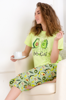Женская пижама с бриджами принт авокадо Натали со скидкой